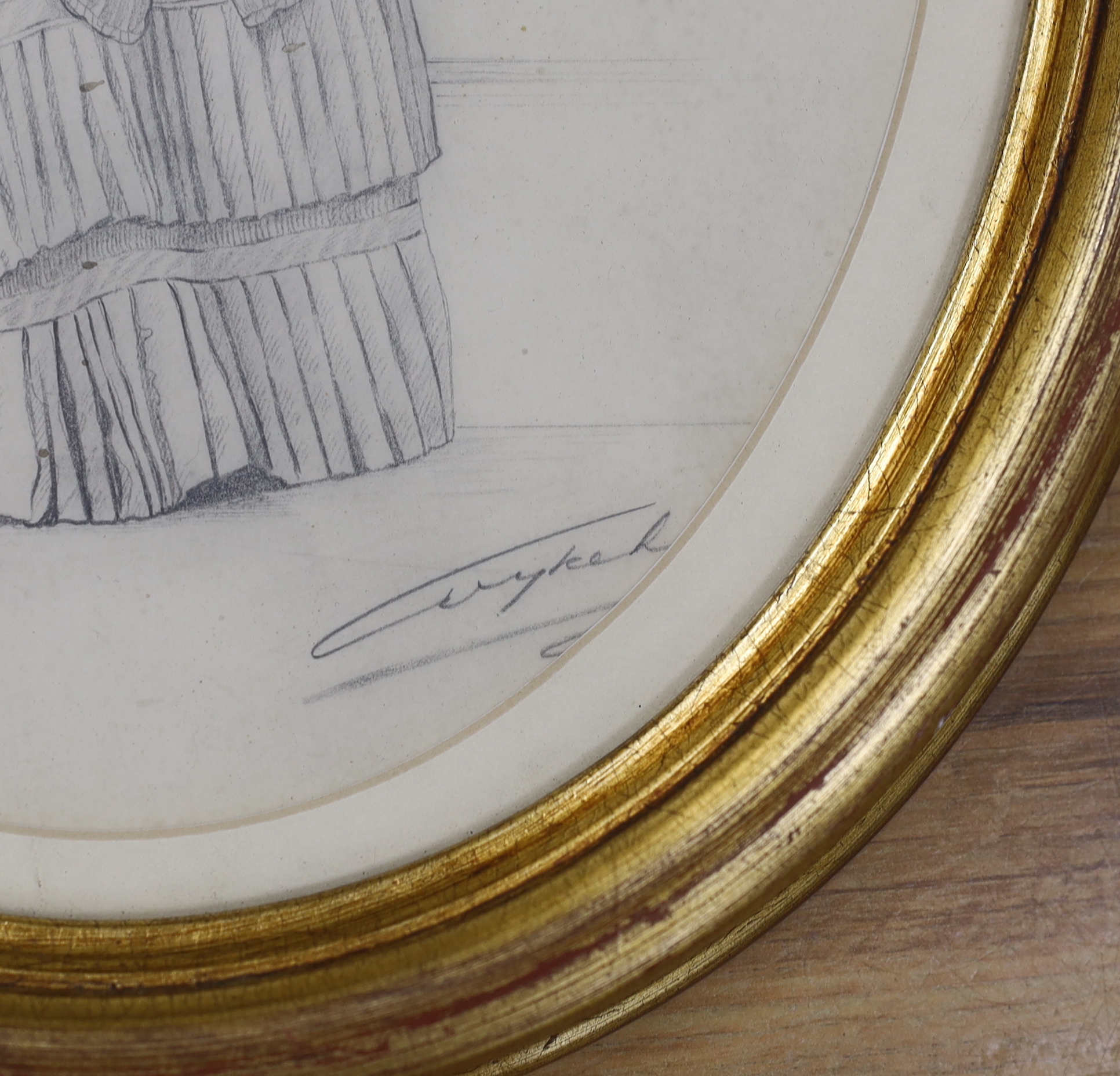 Victorian School, pencil and watercolour, Portrait of a seated lady, indistinctly signed, 27 x 20cm